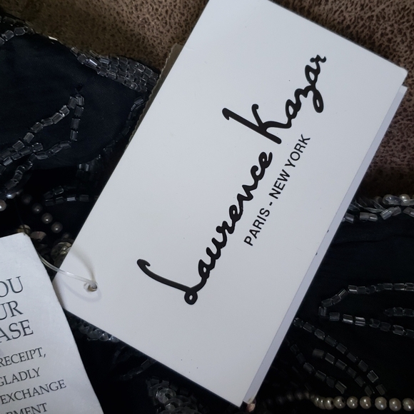 Laurence Kazar NWT Black 100% Silk Sequined & Beaded Blouse - Picture 9 of 11